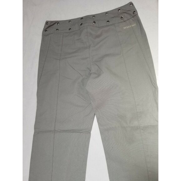 Sessions Womens Size 5 Wide Straight Pants Eyelet Mid-Rise Cotton Gray Casual - Picture 3 of 8